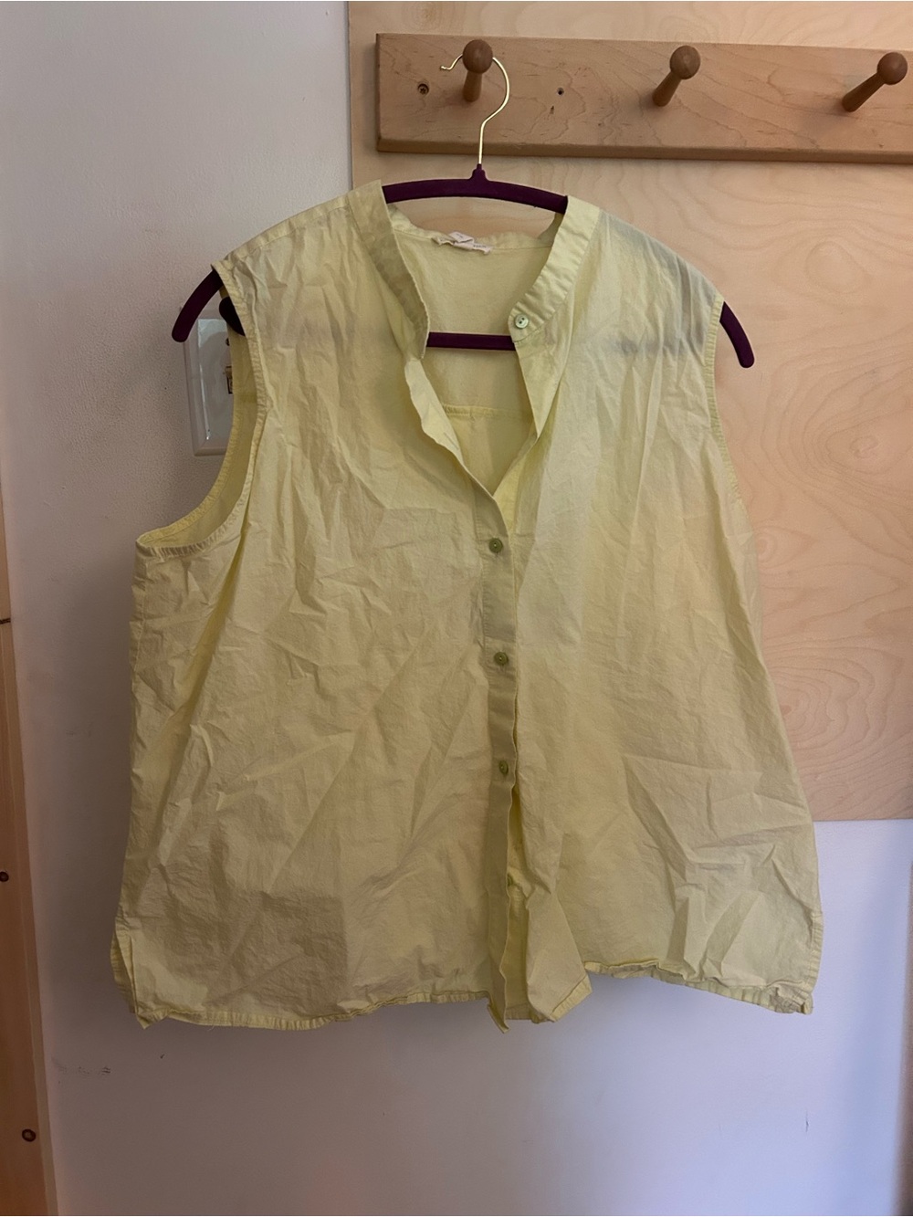 Eileen fisher organic cotton mandarin collar sleeveless button down XL
